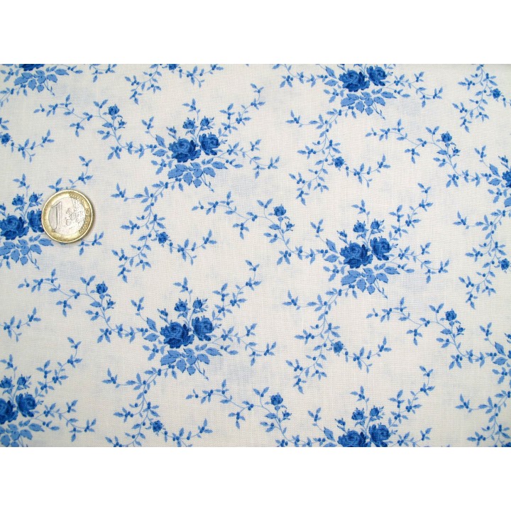 Tilda Stoff Rosen Blumen Baumwolle Meterware Röschen blau Something Blue