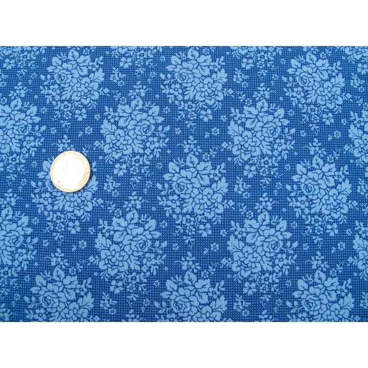 Tilda Stoff Rosen Blumen Punkte Baumwolle Meterware Something Blue