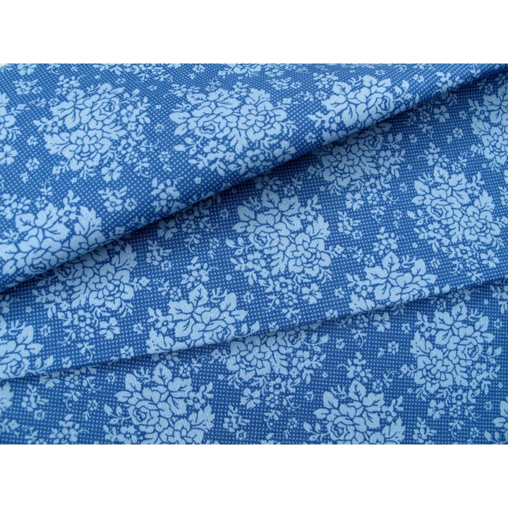 Tilda Stoff Rosen Blumen Punkte Baumwolle Meterware Something Blue
