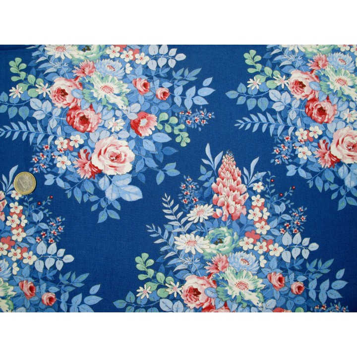 Tilda Stoff Rosen Blumen Baumwolle Meterware Something Blue
