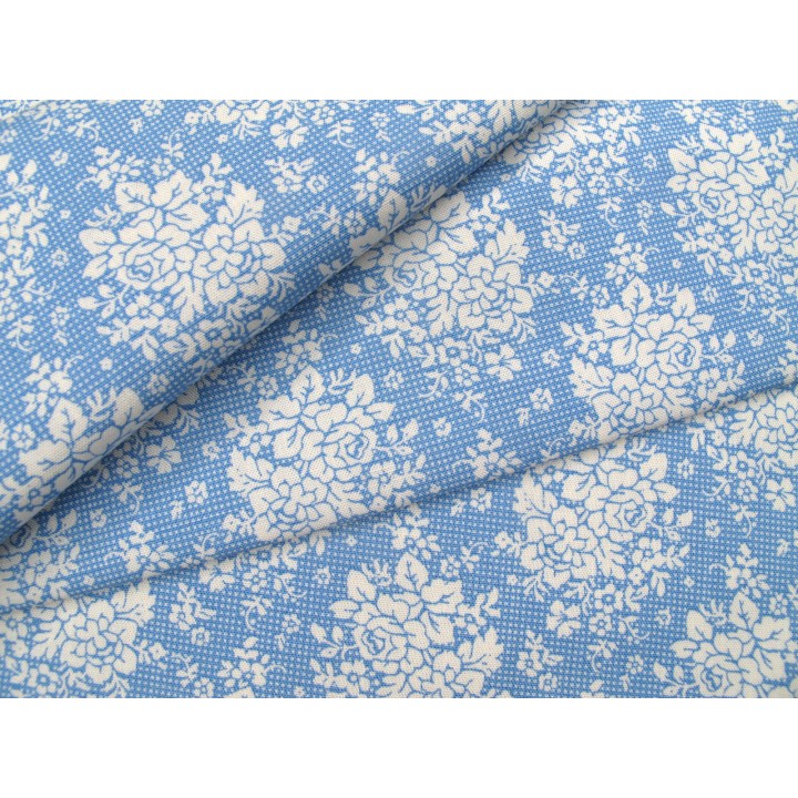 Tilda Stoff Rosen Pünktchen Patchwork Baumwolle Blumen Meterware Something Blue