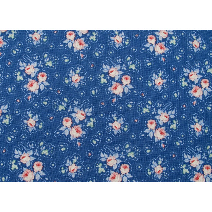 Tilda Stoff Röschen Blumen Rosen Baumwolle Meterware Patchworkstoff Something Blue