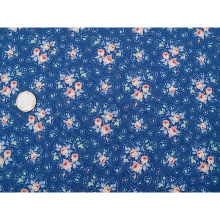 Tilda Stoff Röschen Blumen Rosen Baumwolle Meterware Patchworkstoff Something Blue