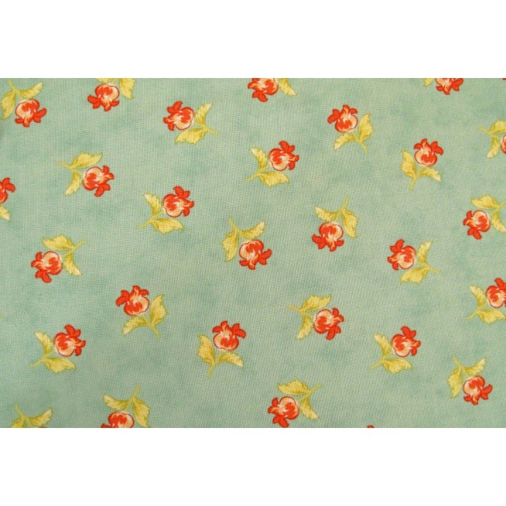 Stoff Blumen grün