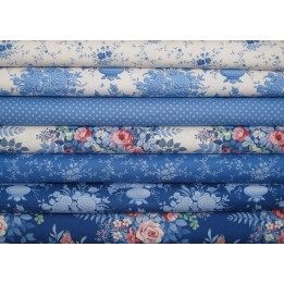Tilda Stoffe Patchwork Baumwolle Rosen blumen Punkte Something Blue Meterware
