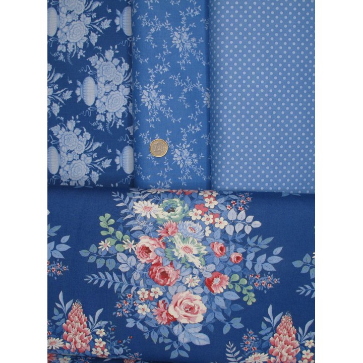 Tilda Stoffpaket Rosen Punkte Something Blue 77002