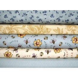 Stoffpaket Patchworkstoffe Kinderstoffe Baumwolle Blumen Bienen