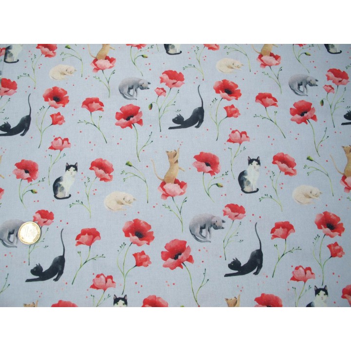 Westfalenstoff Katzen Mohn Catwalk