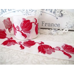 Webband Tulpe rot creme weiß