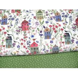 acufactum stoffe stoffpaket Puntke Häuser Frühling Baumwolle Patchwork
