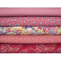 Tilda Stoffe Blumen Punkte Frauen rot rosa Patchwork Baumwolle
