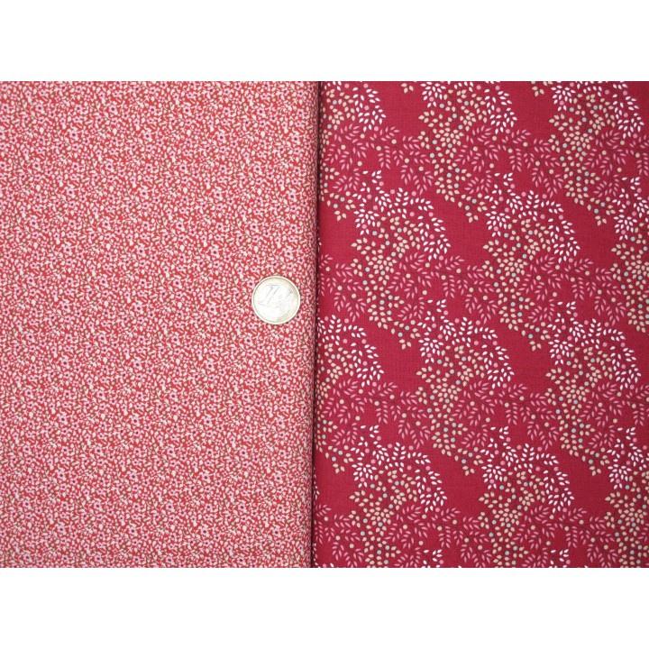 Tilda Stoffpaket Blumen Punkte rot 75044