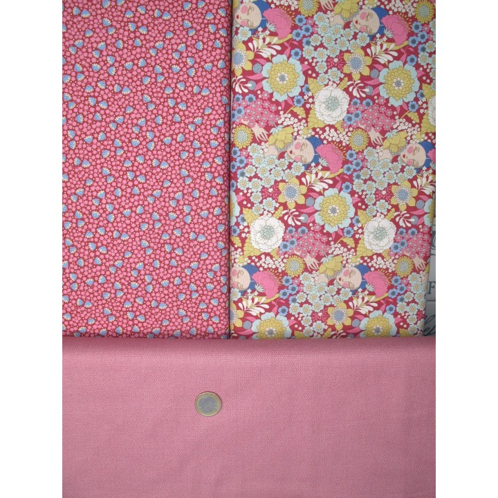 Tilda Stoffpaket Blumen Punkte rot 75044
