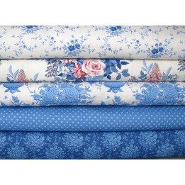Tilda Stoffe Stoffpaket Blumen Rosen Punkte Patchworkstoffe Baumwolle Something Blue