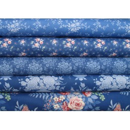 Tilda Stoffe Stoffpaket Patchworkstoffe Baumwolle Blumen Rosen Something Blue