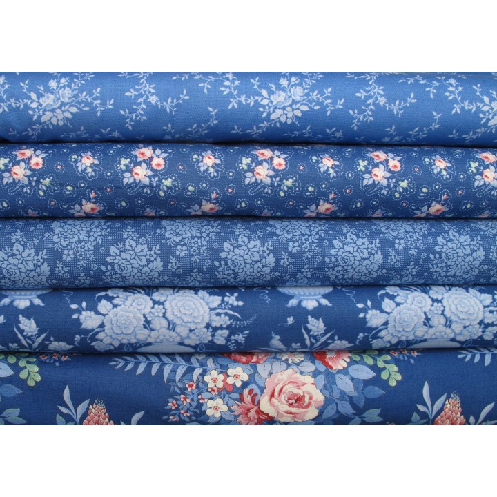 Tilda Stoffe Stoffpaket Patchworkstoffe Baumwolle Blumen Rosen Something Blue