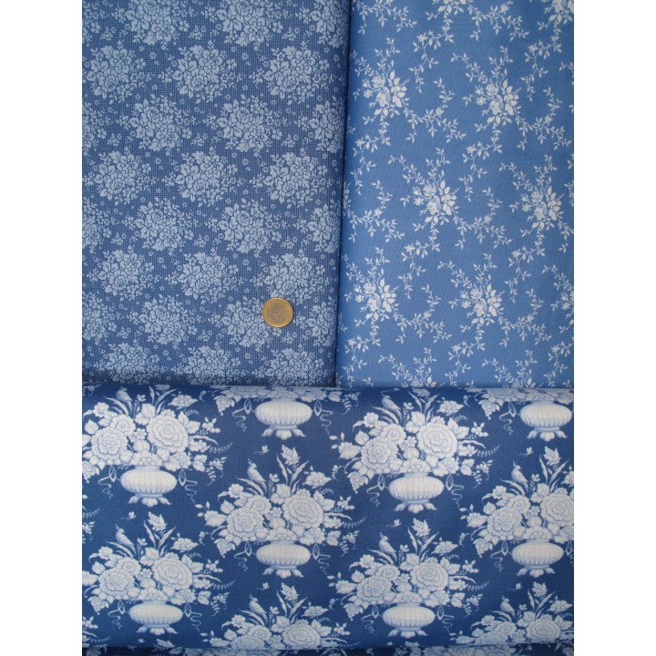 Tilda Stoffpaket Rosen Blumen blau 75089