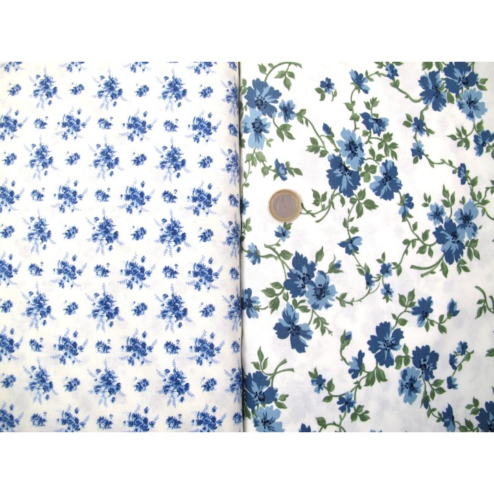 Patchwork Stoffpaket Blumen blau 75029