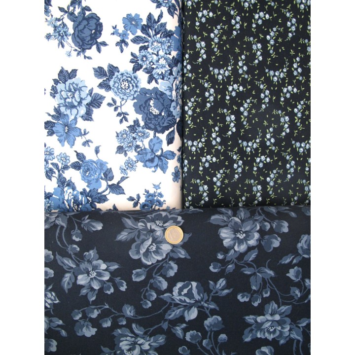 Patchwork Stoffpaket Blumen blau 75029