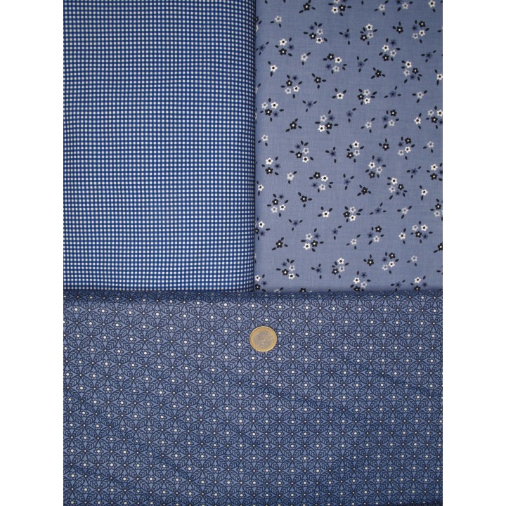 Patchwork Stoffpaket Rosen blau  77020