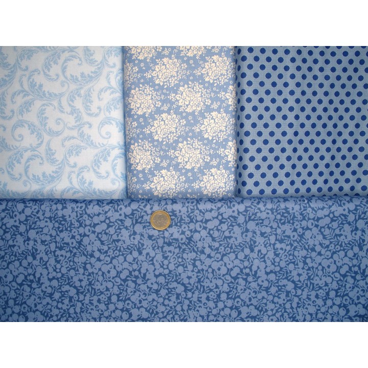 Patchwork Stoffpaket Rosen blau  77020