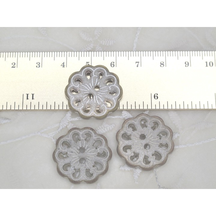Metallknopf Trachtenknopf Blüte altsilber