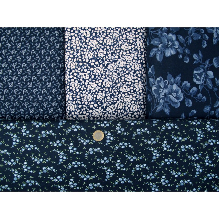 Patchwork Stoffpaket dunkelblau weiß 77022