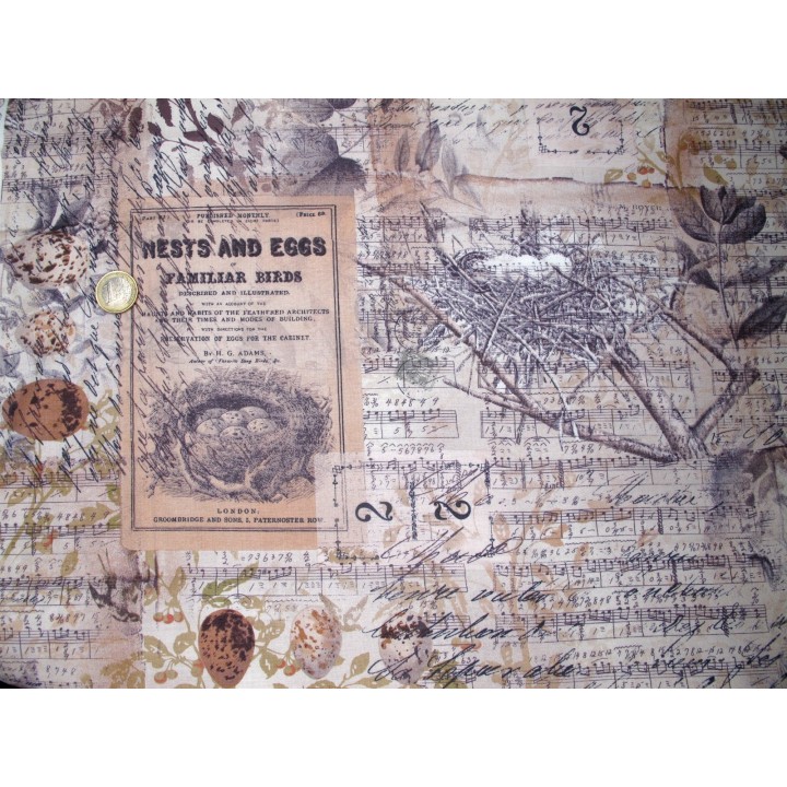 Fat Quarter Tim Holtz Vogeleier Schrift Ostern