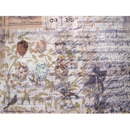Patchwork Fat Quarter Tim Holtz Blumen Schrift Text Vogeleier Ostern Nester Baumwolle