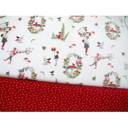 stoffpaket acufactum patchwork herbst kinder Pilze Punkte Beeren Baumwolle stoffset nähpaket kit