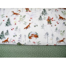 stoffpaket acufactum baumwolle punkte tiere fuchs wichtel winter wald tannen sophia drescher