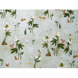 acufactum stoff weihnachten engel christrosen blumen silke leffler baumwolle meterware grün
