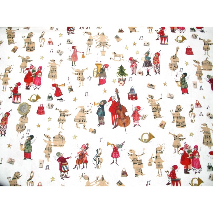 acufactum Weihnachten Engel Musik Baumwollstoff