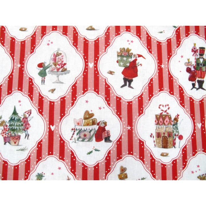 acufactum Stoff Baumwolle Weihnachten Engel Nikolaus Nussknacker Gebäck Streifen Silke Leffler Patchwork Meterware