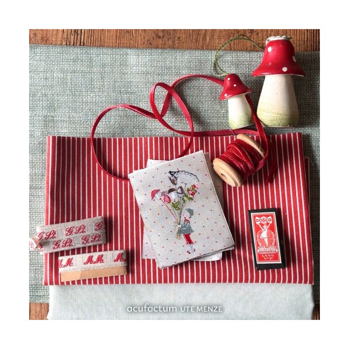 Label Webetikett acufactum Kind mit Strauss Patch
