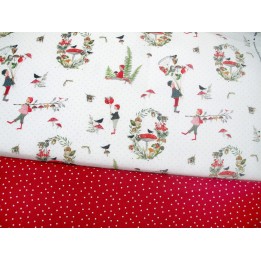 stoffpaket acufactum patchwork herbst kinder Pilze Punkte Beeren Baumwolle stoffset nähpaket kit