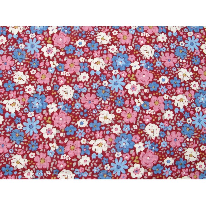 tilda stoff blumen baumwolle meterware patchwork quilten blümchen village life esther burgundy