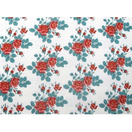 tilda stoff rosen baumwolle patchwork meterware village life quiltstoff blumen myrtle teal