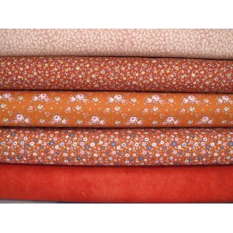 Patchwork Stoffpaket Baumwolle Blumen Rosen Blätter Tilda orange Herbst rost 75006