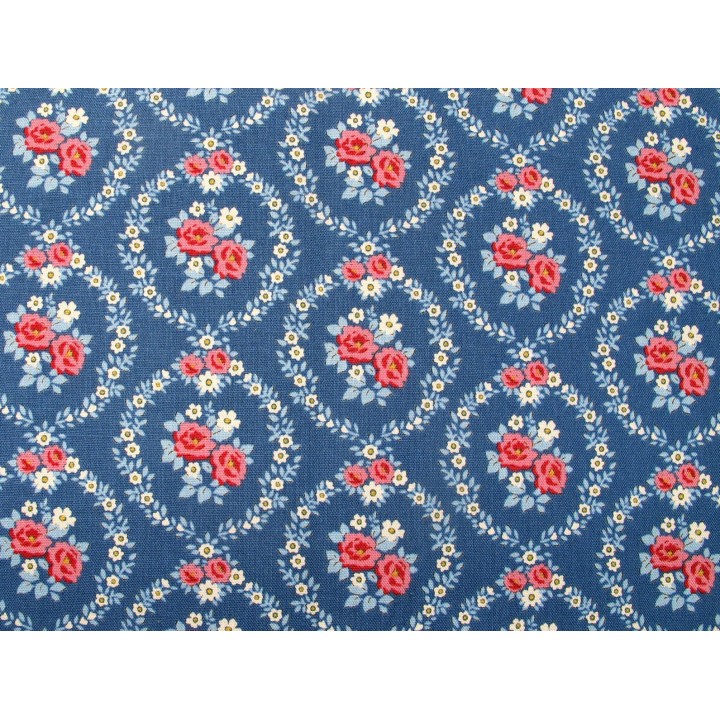 tilda stoff rosen blumen ornamente baumwolle meterware patchwork quilten village life vintage