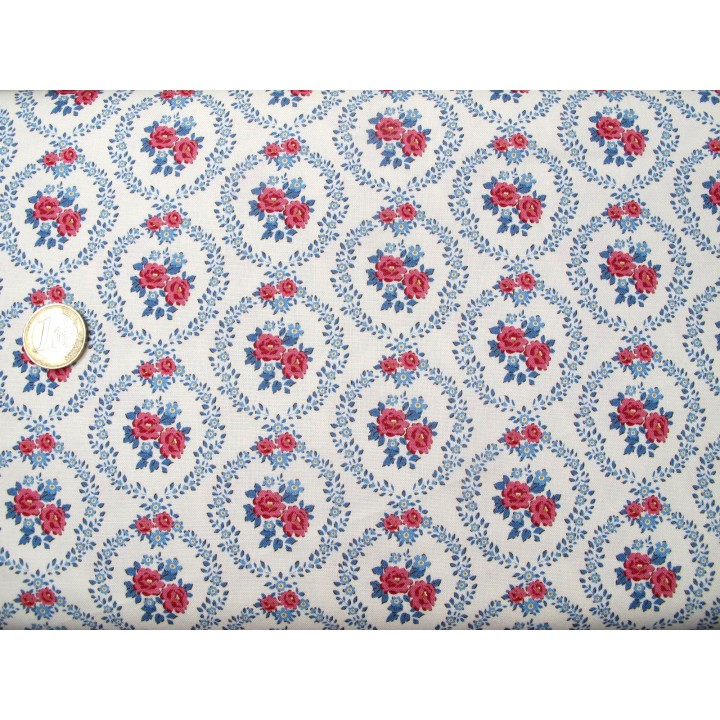 Tilda Stoff Rosen Ornamente blau Village Life