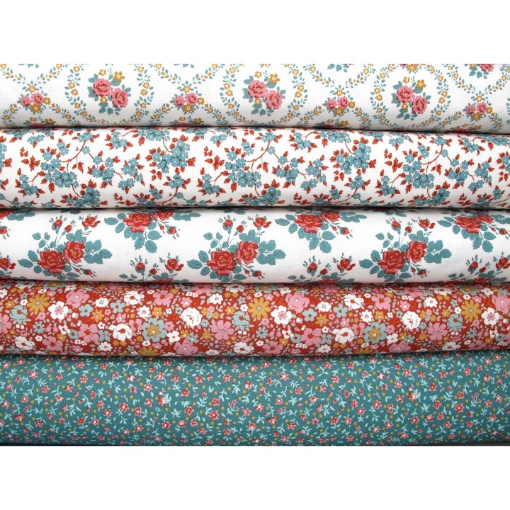 tilda stoffe rosen blumen millefleur baumwolle patchworkstoffe village life vintage