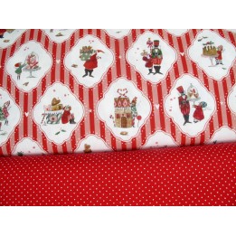 stoffpaket weihnachten acufactum engel gebäck nikolaus streifen punkte rot weiß baumwolle patchwork