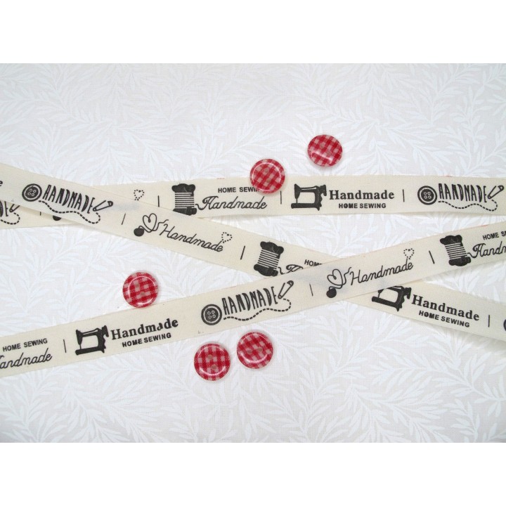 webband borte label etiketten aufnäher handmade schwarz creme