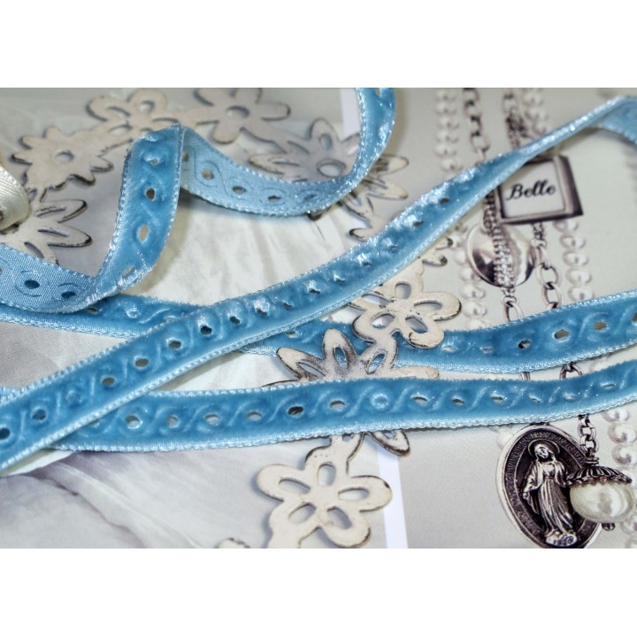 Samtband blau türkis