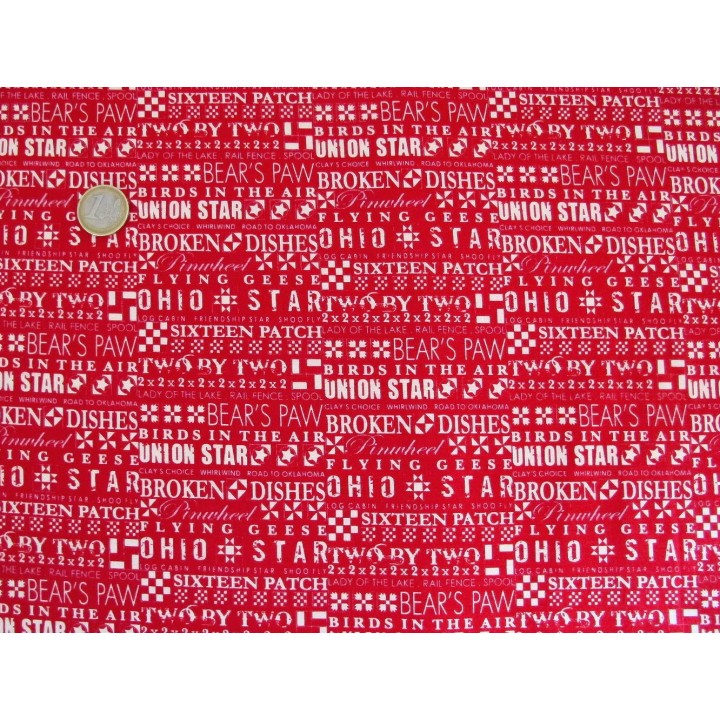 Stoff Text rot weiß