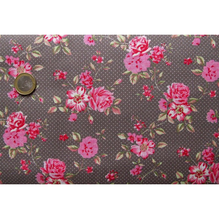 Stoff Rosen pink taupe