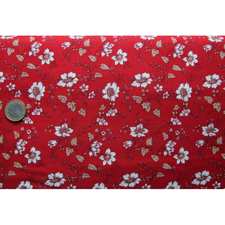 Fat Quarter rot creme weiß Blumen