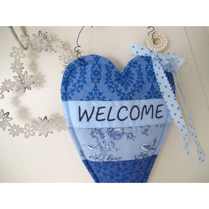 Dekoherz aus Stoff blau Welcome