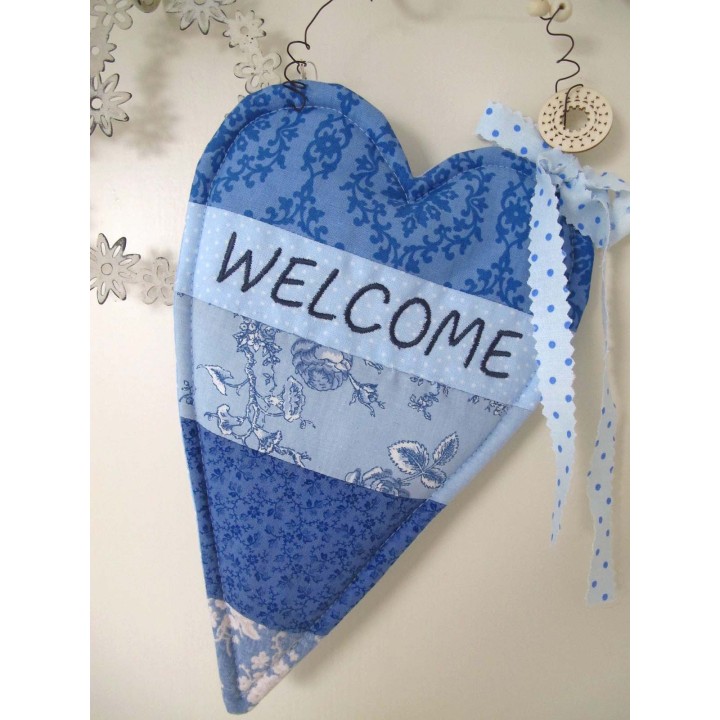 Dekoherz aus Stoff blau Welcome